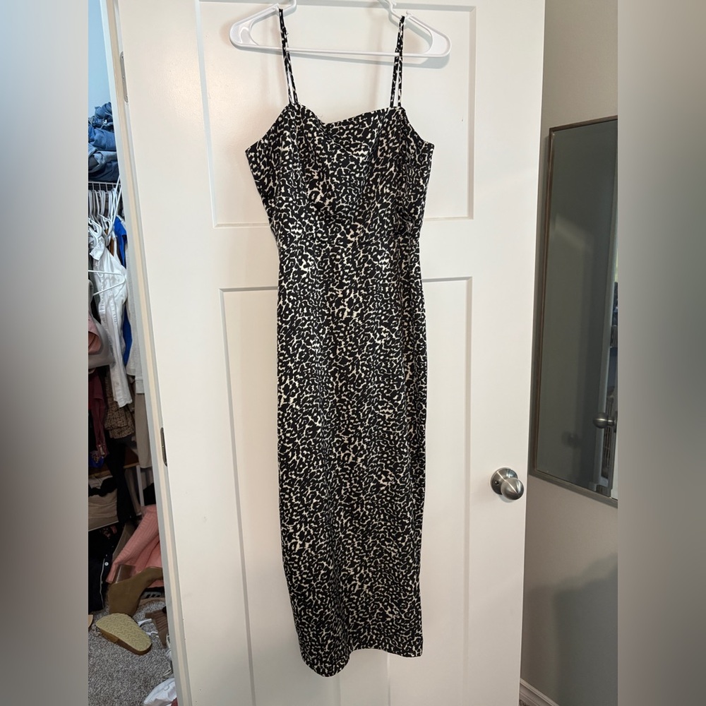 a new day Black and Cream Leopard Maxi Slip Dress